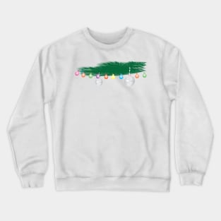 Green Leaves, Colorful Light Bunting and Silver Ornaments Crewneck Sweatshirt